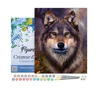 Figured'Art Peinture par Numéro Adulte avec Cadre Tête de loup - Activité Manuelle Kit de Loisir Créatif DIY Numéro d'Art Complet - 40x50cm toile tendue sur châssis