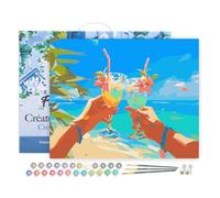 Figured'Art Peinture par Numéro Adulte avec Cadre Toast de plage - Activité Manuelle Kit de Loisir Créatif DIY Numéro d'Art Complet - 40x50cm toile tendue sur châssis