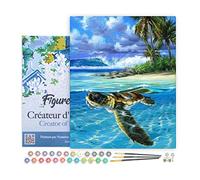 Figured'Art Peinture par numéro Adulte – Tortue détendue – Kit complet avec cadre 40x50 cm