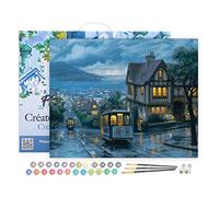 Figured'Art Peinture par Numéro Adulte avec Cadre Tramway au crepuscule - Activité Manuelle Kit de Loisir Créatif DIY Numéro d'Art Complet - 40x50cm toile tendue sur châssis