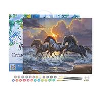 Figured'Art Peinture par Numéro Adulte avec Cadre Trio de chevaux - Activité Manuelle Kit de Loisir Créatif DIY Numéro d'Art Complet - 40x50cm toile tendue sur châssis