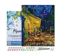 Figured'Art Peinture par Numéro Adulte avec Cadre Van Gogh - Café - Activité Manuelle Kit de Loisir Créatif DIY Numéro d'Art Complet - 40x50cm toile tendue sur châssis
