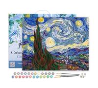 Figured'Art Peinture par Numéro Adulte avec Cadre Van Gogh Nuit Etoilée - Activité Manuelle Kit de Loisir Créatif DIY Numéro d'Art Complet - 40x50cm toile tendue sur châssis