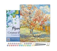 Figured'Art Peinture par Numéro Adulte avec Cadre Van Gogh Pêcher - Activité Manuelle Kit de Loisir Créatif DIY Numéro d'Art Complet - 40x50cm toile tendue sur châssis
