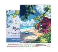 Figured'Art Peinture par Numéro Adulte avec Cadre Village de surf - Activité Manuelle Kit de Loisir Créatif DIY Numéro d'Art Complet - 40x50cm toile tendue sur châssis