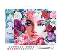 Figured'Art Peinture par Numéro Adulte avec Cadre Visage et Fleurs - Activité Manuelle Kit de Loisir Créatif DIY Numéro d'Art Complet - 40x50cm toile tendue sur châssis