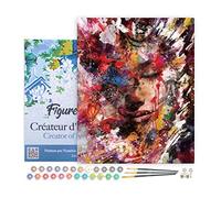 Figured'Art Peinture par Numéro Adulte avec Cadre Visage féminin abstrait - Activité Manuelle Kit de Loisir Créatif DIY Numéro d'Art Complet - 40x50cm toile tendue sur châssis