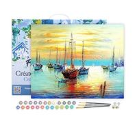 Figured'Art Peinture par Numéro Adulte avec Cadre Voiliers au Port - Activité Manuelle Kit de Loisir Créatif DIY Numéro d'art Complet - 40x50cm Toile tendue sur châssis