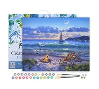 Figured'Art Peinture par Numéro Adulte avec Cadre Vue sur la plage - Activité Manuelle Kit de Loisir Créatif DIY Numéro d'Art Complet - 40x50cm toile tendue sur châssis