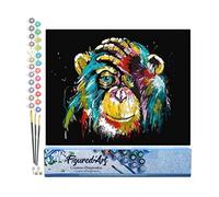 Figured'Art Peinture par Numéro Adulte Babouin Pop Art - Activité Manuelle Kit de Loisir Créatif DIY Numéro d'Art Complet - 40x50cm sans châssis en bois