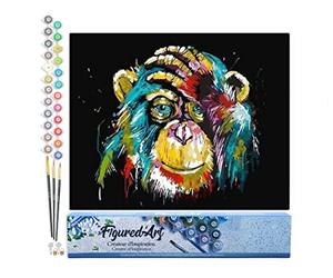 Figured'Art Peinture par Numéro Adulte Babouin Pop Art - Activité Manuelle Kit de Loisir Créatif DIY Numéro d'Art Complet - 40x50cm sans châssis en bois