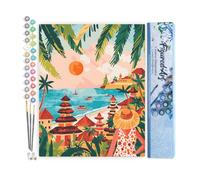 Figured'Art Peinture par Numéro Adulte Bali au coucher du soleil - Activité Manuelle Kit de Loisir Créatif DIY Numéro d'Art Complet - 40x50cm sans châssis en bois