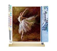 Figured'Art Peinture par Numéro Adulte Ballerine en Pointes - Activité Manuelle Kit de Loisir Créatif DIY Numéro d'Art Complet - 40x50cm avec châssis en bois à monter