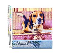 Figured'Art Peinture par Numéro Adulte Beagle Mignon - Activité Manuelle Kit de Loisir Créatif DIY Numéro d'Art Complet - 40x50cm sans châssis en bois