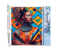 Figured'Art Peinture par Numéro Adulte Beauté Africaine - Activité Manuelle Kit de Loisir Créatif DIY Numéro d'Art Complet - 40x50cm sans châssis en bois