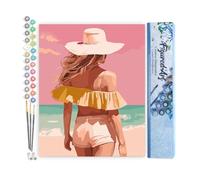 Figured'Art Peinture par Numéro Adulte Beauté au bord de la mer - Activité Manuelle Kit de Loisir Créatif DIY Numéro d'Art Complet - 40x50cm sans châssis en bois