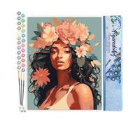 Figured'Art Peinture par Numéro Adulte Beauté couronnée de pivoines - Activité Manuelle Kit de Loisir Créatif DIY Numéro d'Art Complet - 40x50cm sans châssis en bois