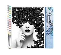 Figured'Art Peinture par Numéro Adulte Beauté et Papillons - Activité Manuelle Kit de Loisir Créatif DIY Numéro d'Art Complet - 40x50cm sans châssis en bois