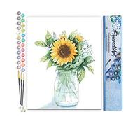 Figured'Art Peinture par Numéro Adulte Bocal de Tournesols - Activité Manuelle Kit de Loisir Créatif DIY Numéro d'Art Complet - 40x50cm sans châssis en bois