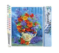 Figured'Art Peinture par Numéro Adulte Bouquet orange et violet - Activité Manuelle Kit de Loisir Créatif DIY Numéro d'Art Complet - 40x50cm sans châssis en bois