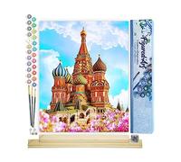Figured'Art Peinture par Numéro Adulte Cathédrale St Basil - Activité Manuelle Kit de Loisir Créatif DIY Numéro d'Art Complet - 40x50cm avec châssis en bois à monter