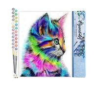 Figured'Art Peinture par Numéro Adulte Chaton coloré - Activité Manuelle Kit de Loisir Créatif DIY Numéro d'Art Complet - 40x50cm sans châssis en bois