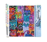 Figured'Art Peinture par Numéro Adulte Chats abstraits - Activité Manuelle Kit de Loisir Créatif DIY Numéro d'Art Complet - 40x50cm sans châssis en bois