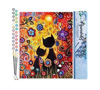 Figured'Art Peinture par Numéro Adulte Chats Cartoon - Activité Manuelle Kit de Loisir Créatif DIY Numéro d'Art Complet - 40x50cm sans châssis en bois