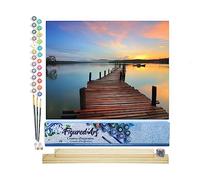 Figured'Art Peinture par Numéro Adulte Chemin sur l'eau - Activité Manuelle Kit de Loisir Créatif DIY Numéro d'Art Complet - 40x50cm avec châssis en bois à monter