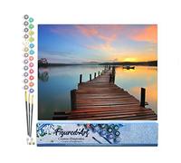 Figured'Art Peinture par Numéro Adulte Chemin sur l'eau - Activité Manuelle Kit de Loisir Créatif DIY Numéro d'Art Complet - 40x50cm sans châssis en bois