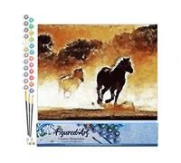 Figured'Art Peinture par Numéro Adulte Chevaux en action - Activité Manuelle Kit de Loisir Créatif DIY Numéro d'Art Complet - 40x50cm sans châssis en bois