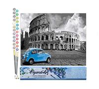 Figured'Art Peinture par Numéro Adulte Colisée Fiat Bleue - Activité Manuelle Kit de Loisir Créatif DIY Numéro d'Art Complet - 40x50cm sans châssis en bois