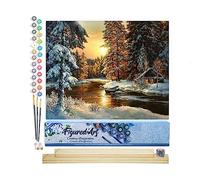 Figured'Art Peinture par Numéro Adulte Coucher de Soleil en Forêt - Activité Manuelle Kit de Loisir Créatif DIY Numéro d'Art Complet - 40x50cm avec châssis en bois à monter
