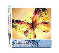 Figured'Art Peinture par Numéro Adulte Couleurs éclatantes de Papillons - Activité Manuelle Kit de Loisir Créatif DIY Numéro d'Art Complet - 40x50cm sans châssis en bois