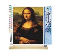 Figured'Art Peinture par Numéro Adulte Da Vinci Mona Lisa La Joconde - Activité Manuelle Kit de Loisir Créatif DIY Numéro d'Art Complet - 40x50cm avec châssis en bois à monter