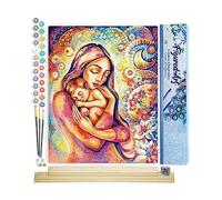 Figured'Art Peinture par Numéro Adulte dans Les Bras de sa Mère - Activité Manuelle Kit de Loisir Créatif DIY Numéro d'Art Complet - 40x50cm avec châssis en bois à monter