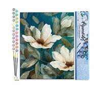 Figured'Art Peinture par Numéro Adulte Déclinaison de fleurs blanches - Activité Manuelle Kit de Loisir Créatif DIY Numéro d'Art Complet - 40x50cm sans châssis en bois