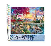 Figured'Art Peinture par Numéro Adulte Diner en bords de seine - Activité Manuelle Kit de Loisir Créatif DIY Numéro d'Art Complet - 40x50cm sans châssis en bois