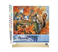 Figured'Art Peinture par Numéro Adulte Ecureuil espiègle - Activité Manuelle Kit de Loisir Créatif DIY Numéro d'Art Complet - 40x50cm avec châssis en bois à monter