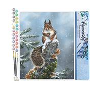 Figured'Art Peinture par Numéro Adulte Ecureuil perché - Activité Manuelle Kit de Loisir Créatif DIY Numéro d'Art Complet - 40x50cm sans châssis en bois
