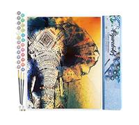 Figured'Art Peinture par Numéro Adulte Eléphant d'Asie - Activité Manuelle Kit de Loisir Créatif DIY Numéro d'Art Complet - 40x50cm sans châssis en bois