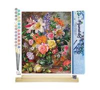Figured'Art Peinture par Numéro Adulte Explosions de Fleurs - Activité Manuelle Kit de Loisir Créatif DIY Numéro d'Art Complet - 40x50cm avec châssis en bois à monter