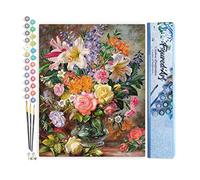 Figured'Art Peinture par Numéro Adulte Explosions de fleurs - Activité Manuelle Kit de Loisir Créatif DIY Numéro d'Art Complet - 40x50cm sans châssis en bois
