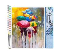 Figured'Art Peinture par Numéro Adulte Farandoles de parapluies 2 - Activité Manuelle Kit de Loisir Créatif DIY Numéro d'Art Complet - 40x50cm sans châssis en bois