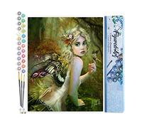 Figured'Art Peinture par Numéro Adulte Féé dorée - Activité Manuelle Kit de Loisir Créatif DIY Numéro d'Art Complet - 40x50cm sans châssis en bois