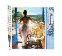 Figured'Art Peinture par Numéro Adulte Femme à sa Fenêtre - Activité Manuelle Kit de Loisir Créatif DIY Numéro d'Art Complet - 40x50cm sans châssis en bois