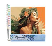 Figured'Art Peinture par Numéro Adulte Femme au turban africain - Activité Manuelle Kit de Loisir Créatif DIY Numéro d'Art Complet - 40x50cm sans châssis en bois
