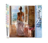 Figured'Art Peinture par Numéro Adulte Femme dénudée et grand Soleil - Activité Manuelle Kit de Loisir Créatif DIY Numéro d'Art Complet - 40x50cm sans châssis en bois