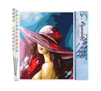 Figured'Art Peinture par Numéro Adulte Femme séduisante au chapeau - Activité Manuelle Kit de Loisir Créatif DIY Numéro d'Art Complet - 40x50cm sans châssis en bois