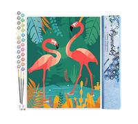 Figured'Art Peinture par Numéro Adulte Flamants Roses les pieds dans l'eau - Activité Manuelle Kit de Loisir Créatif DIY Numéro d'Art Complet - 40x50cm sans châssis en bois